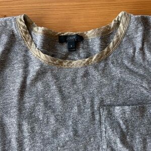 J. Crew Gray Pocket Tee with Metallic Gold Trim